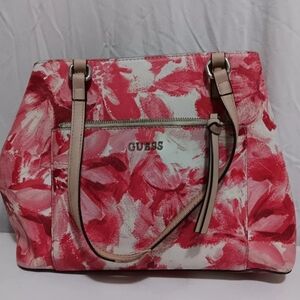 Women's Guess Logo Purse Handbag Pre Owned. Pink Floral..